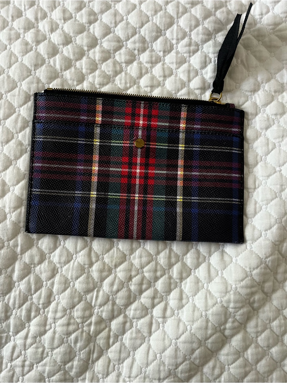 Jcrew Tartan Plaid Wristlet Pouch - Black and Red